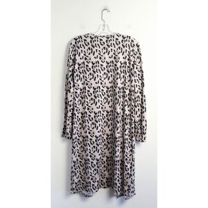 Zaful longline open cardigan M medium leopard animal print grey taupe knee lengt